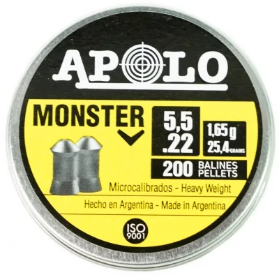 Puli pnevmaticheskie Apolo Monster k.5,5mm 1,65g (200sht)